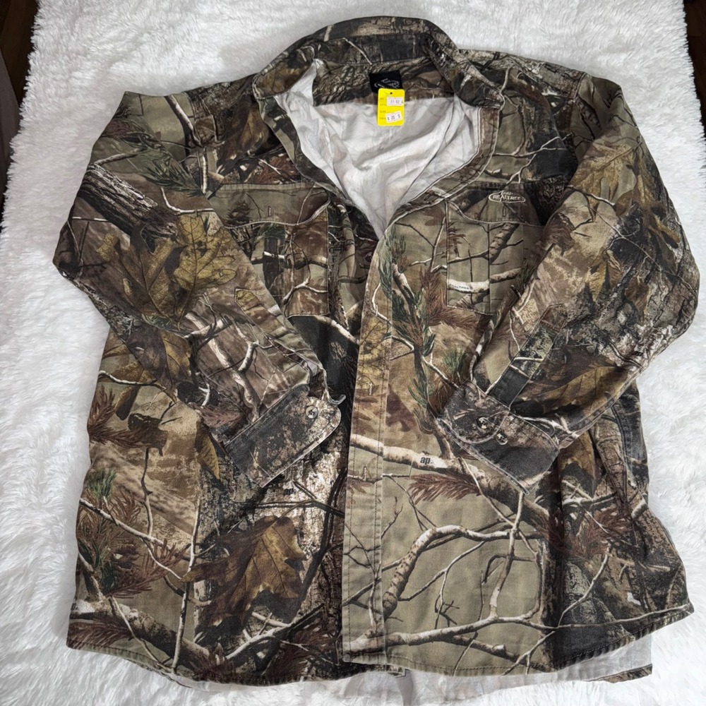 Team Realtree AP Camo Button Down Shirt 2XL Long Sleeve Cotton Blend Hunting‎